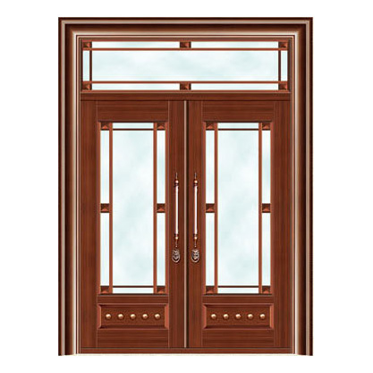 豪华铜铝门系列-GYJ-889(拼花玻璃门）红铜2号
