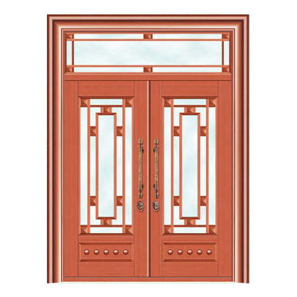 豪华铜铝门系列-GYJ-887(拼花玻璃门）红铜1号