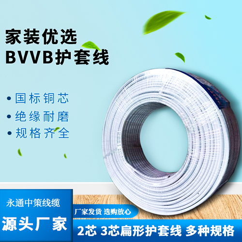 杭缆家装BVVB2×1平方护套线——每卷足百米-BVVB2×1平方