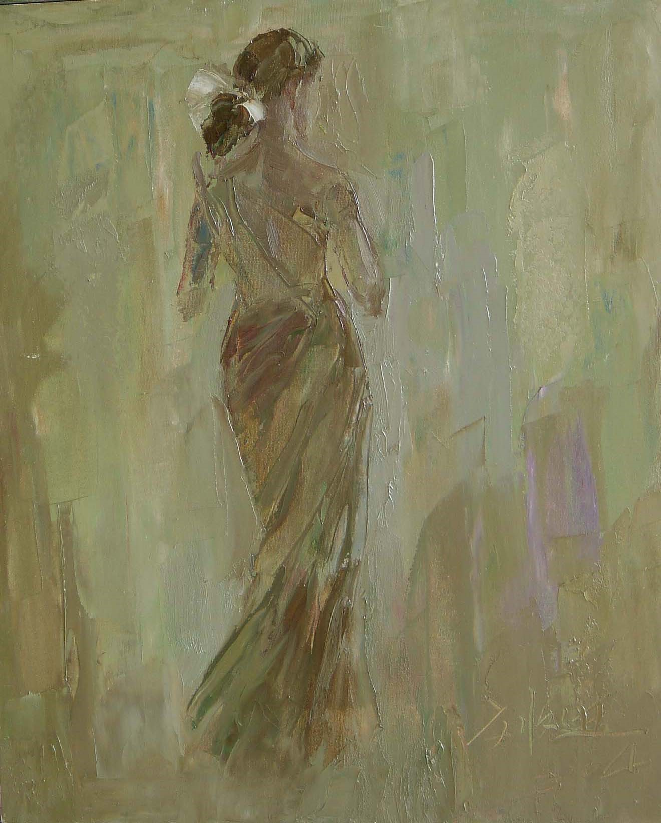 背影女子 2004年 |60cmx50cm|意象油画作品|刘文进官网