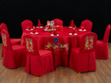 七星岛传统龙凤喜宴台布椅套套装