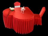 贡丝锦中国红心形桌套婚宴主桌婚礼仪式订婚宴爱心桌布