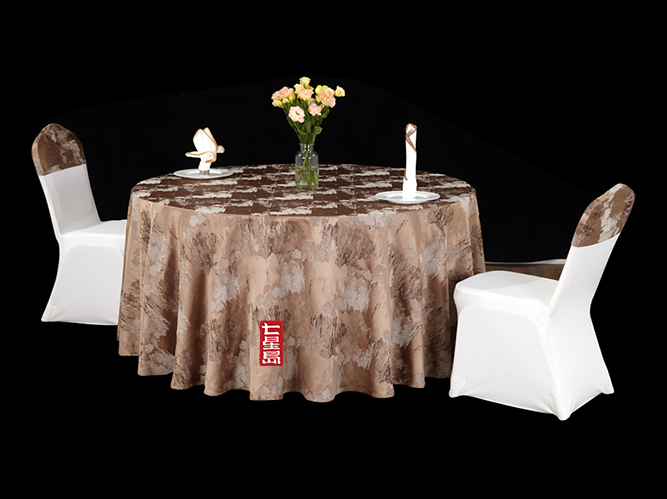 七星岛色织水墨花咖中国风桌布文化桌布焦糖色桌布