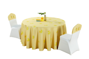 七星岛黄色卡通人物小黄鸭儿童主题桌布椅套