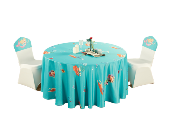七星岛绿色卡通人物美人鱼儿童主题桌布椅套-