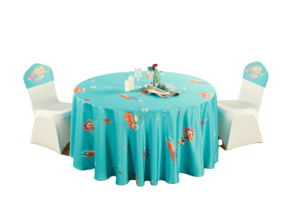 七星岛绿色卡通人物美人鱼儿童主题桌布椅套